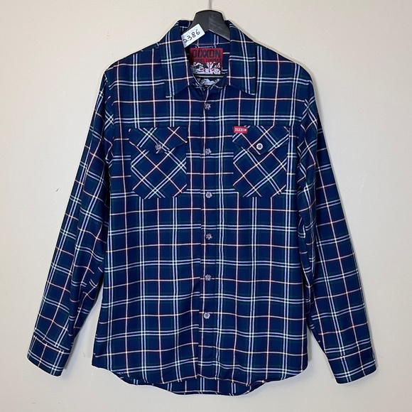 Dixxon Torrance Plaid Long Sleeve Shirt - Men's Size S - Blue - Picture 1 of 8